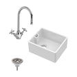 [BSK219WT2] Single Bowl Fireclay Ceramic Belfast Sink Bundle with Overflow, Mono Mixer Tap & Waste - Cutout