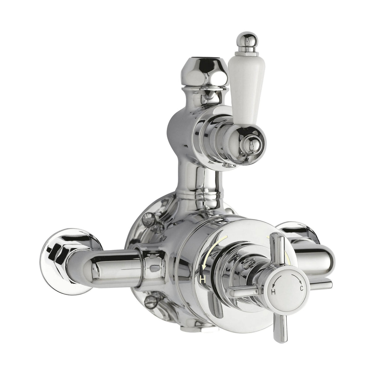 [BSKI056] Traditional Exposed Twin Thermostatic Shower Valve, 1 Outlet, Chrome Finish - Luxury Bathroom Fittings by Balterley - Cutout