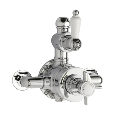 [BSKI056] Traditional Exposed Twin Thermostatic Shower Valve, 1 Outlet, Chrome Finish - Luxury Bathroom Fittings by Balterley - Cutout