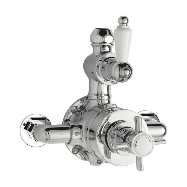[BSKI056] Traditional Exposed Twin Thermostatic Shower Valve, 1 Outlet, Chrome Finish - Luxury Bathroom Fittings by Balterley - Cutout