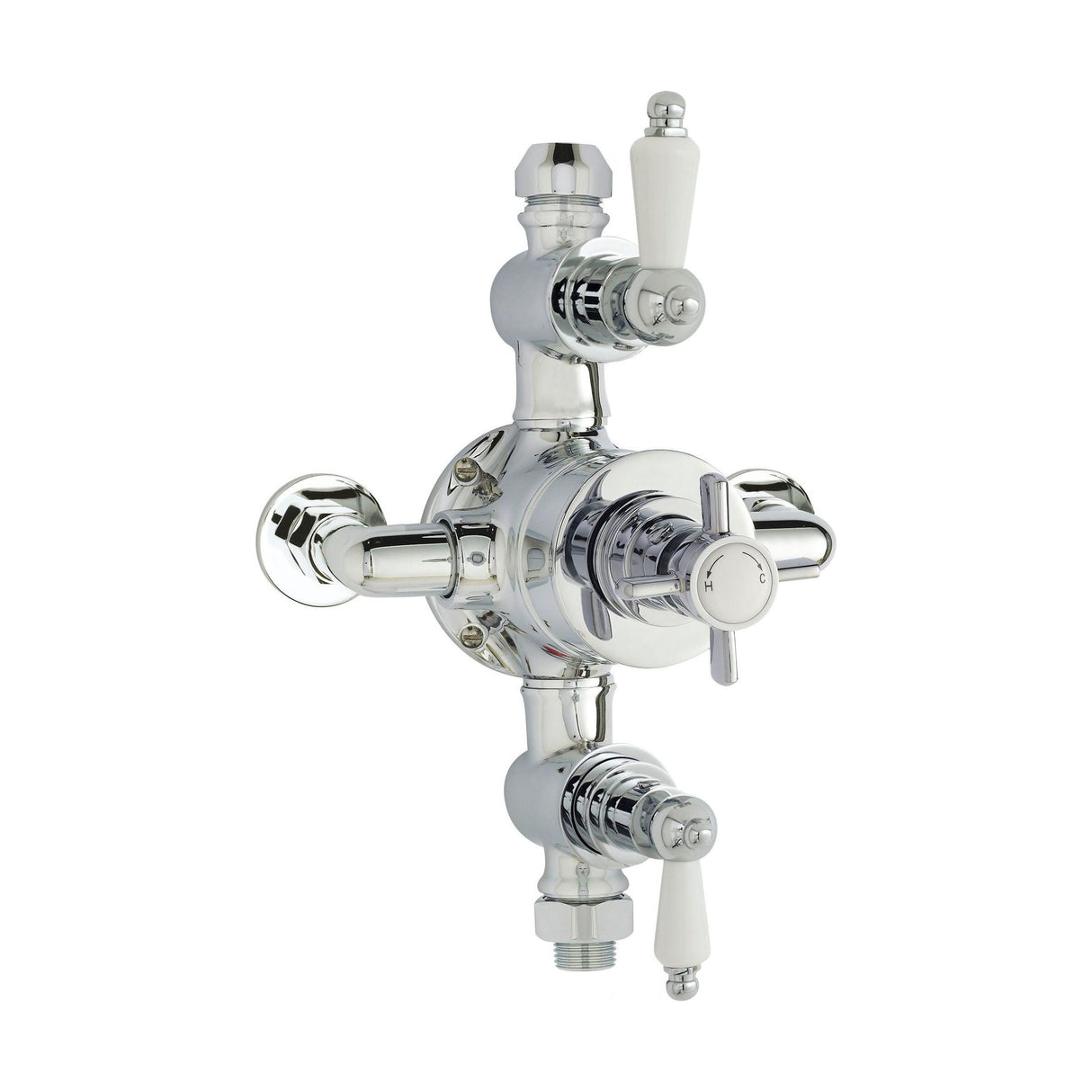 [BSKI057E] Traditional Exposed Triple Thermostatic Shower Valve - 2 Outlets - Durable Chrome Finish - Luxury Bathroom Fittings by Balterley - Cutout