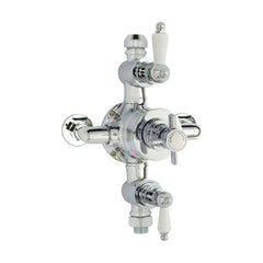[BSKI057E] Traditional Exposed Triple Thermostatic Shower Valve - 2 Outlets - Durable Chrome Finish - Luxury Bathroom Fittings by Balterley - Cutout