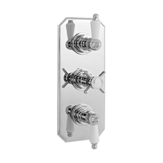 [BSKI057] Traditional Concealed Triple Thermostatic Shower Valve, 2 Outlets - Chrome - Balterley - Cutout