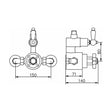 [BSKI148] Traditional Twin Exposed Thermostatic Shower Valve & Rigid Riser Kit - Chrome - Technical Drawing