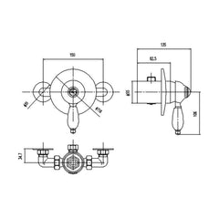 [BSMV201] Traditional Round Concealed Manual Shower Valve (1 Outlet) - Chrome - Technical Drawing