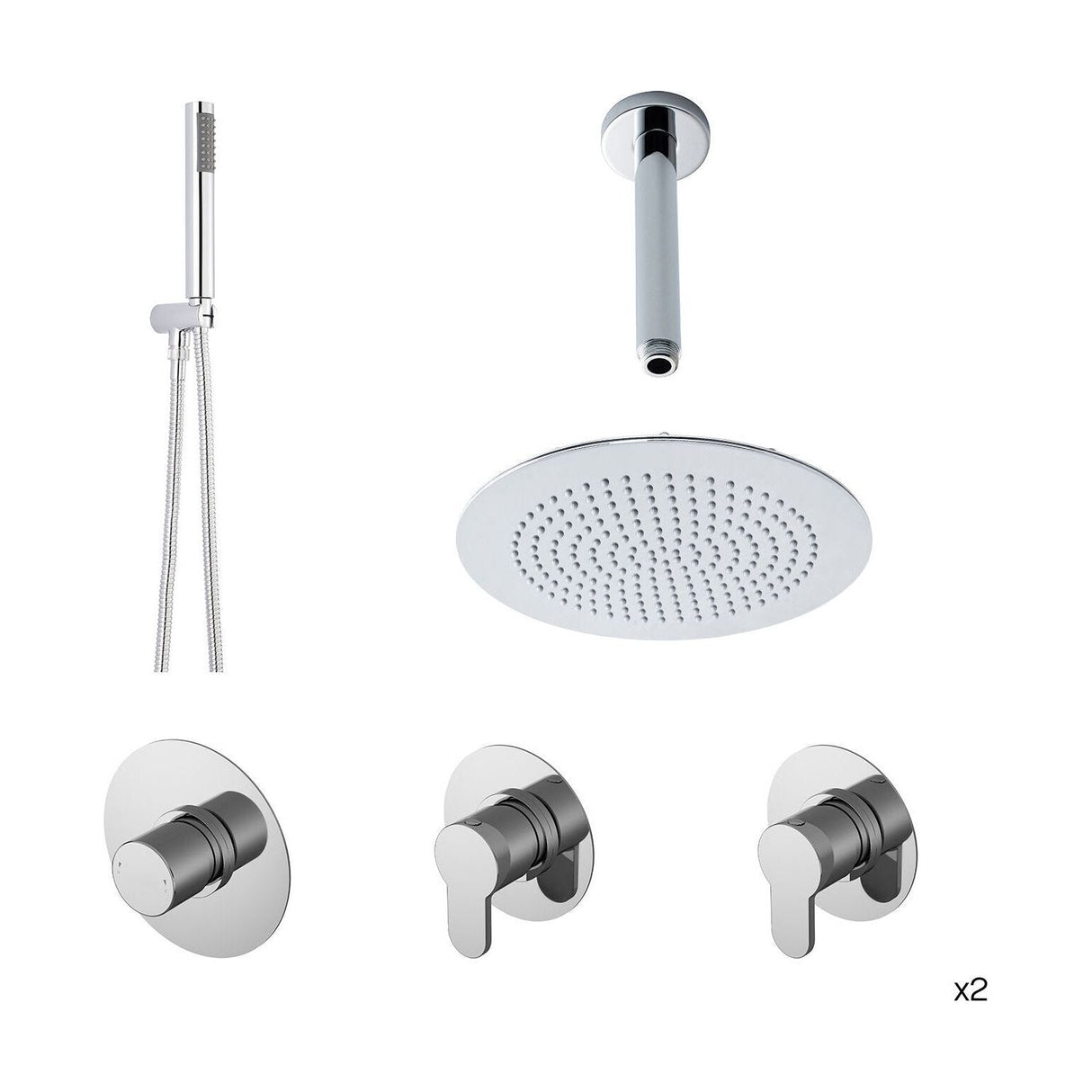 [BSR133ST2] Balterley 2 Outlet Chrome Thermostatic Double Shower Bundle With Heads & Handsets - Cutout