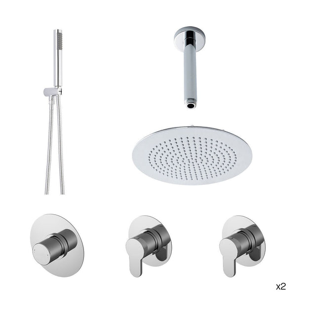 [BSR133ST2] Balterley 2 Outlet Chrome Thermostatic Double Shower Bundle With Heads & Handsets - Cutout