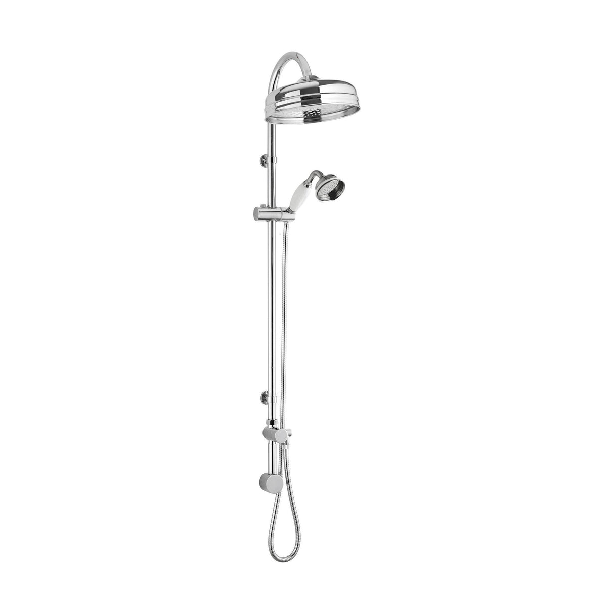 [BSRR238] Minimal Rigid Riser Shower Kit with Fixed Head & Handset  - Chrome/White - Cutout