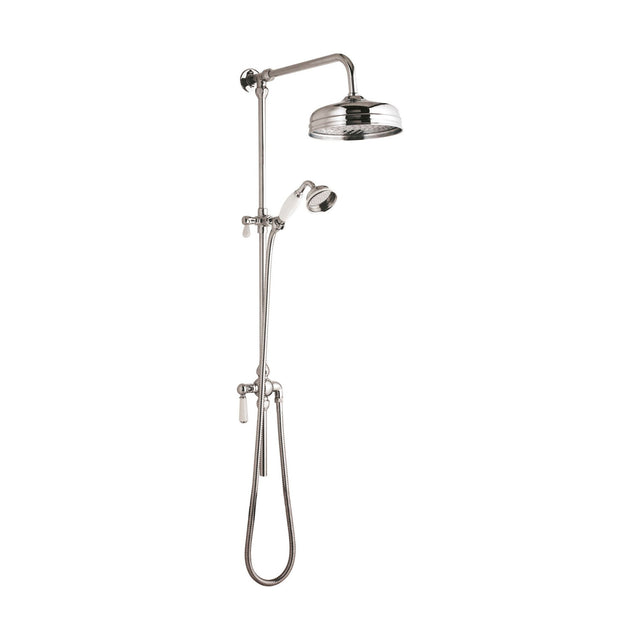 [BSRR312] Exposed Grand Rigid Riser Shower Kit with Fixed Head & Handset  - Chrome/White - Cutout