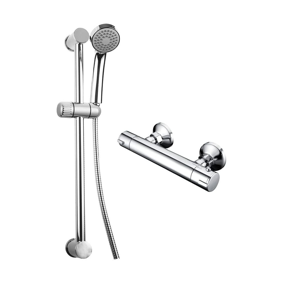 [BSS001] Round Exposed Bar Valve Shower Mixer Set 562mm x 74mm - Chrome - Cutout