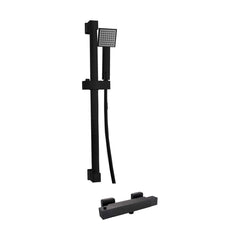 [BSS201] Square Exposed Bar Valve Shower Mixer Set - Black - Cutout