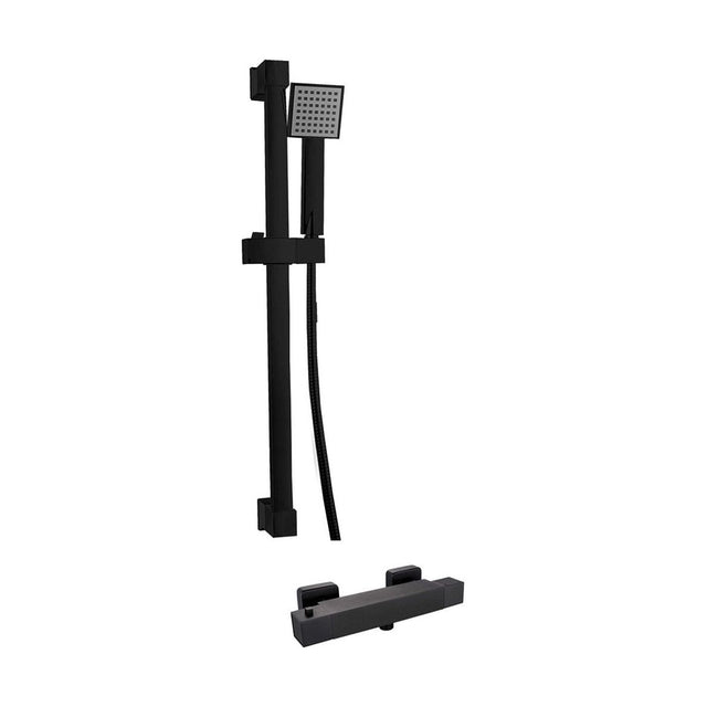[BSS201] Square Exposed Bar Valve Shower Mixer Set - Black - Cutout