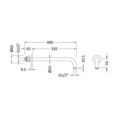 [BSSA1501] W/H Shower Arm - Technical Drawing