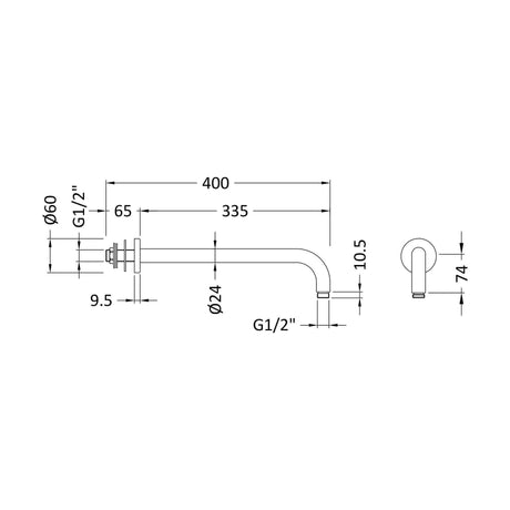 [BSSA1501] W/H Shower Arm - Technical Drawing