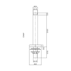 [BSSA1515] Round Ceiling Arm 150mm - Technical Drawing