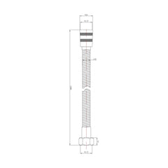 [BSSF391] Contemporary 1.5m Shower Hose Flex - Technical Drawing
