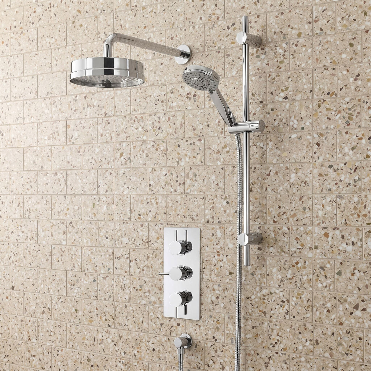 [BSSH001] Balterley Traditional Apron Fixed Shower Head 200mm, Round Design with Excellent Flow Rate - Chrome Finish - Lifestyle 1