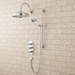 [BSSH016] Balterley Traditional Fixed Shower Head 300mm, High Flow Round Design, Suits Wall or Ceiling Arms - Chrome Finish - Lifestyle 1