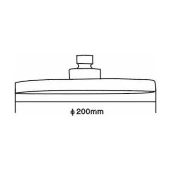 [BSSH049] Balterley Pride Round Easyclean Fixed Shower Head 200mm, Modern Design, High Flow - Chrome Finish - Technical Drawing