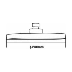 [BSSH049] Balterley Pride Round Easyclean Fixed Shower Head 200mm, Modern Design, High Flow - Chrome Finish - Technical Drawing