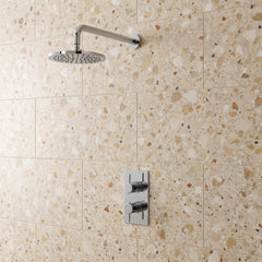 [BSSH049] Balterley Pride Round Easyclean Fixed Shower Head 200mm, Modern Design, High Flow - Chrome Finish - Lifestyle 1