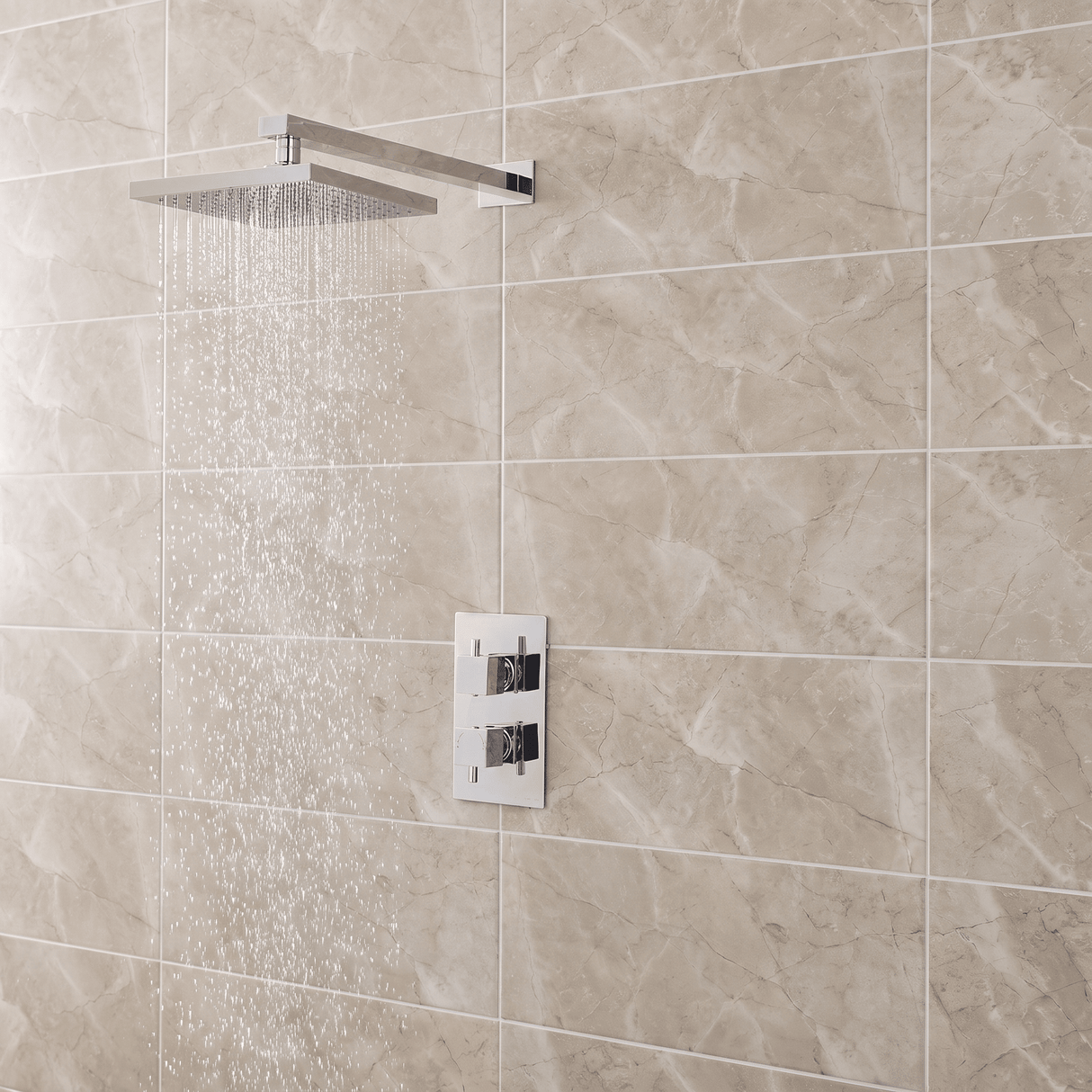 [BSSH050] Balterley Empire Square Easyclean Fixed Shower Head 200mm, Modern Design, High Flow - Chrome Finish - Lifestyle 1