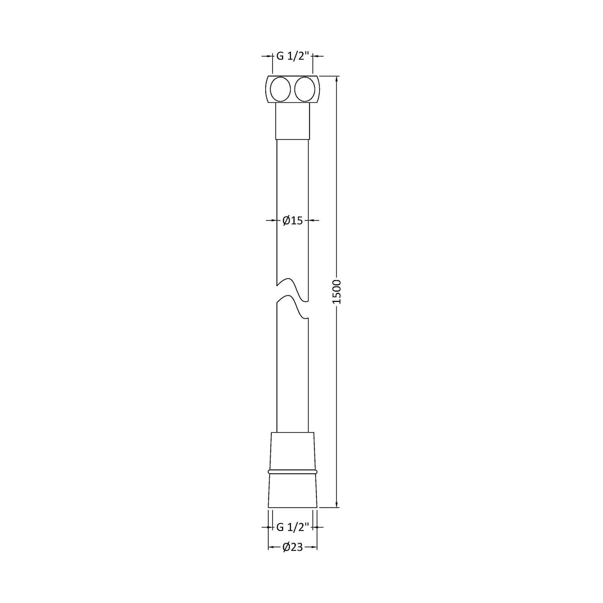[BSSH321] 1.5M Smooth Silver Flex - Technical Drawing