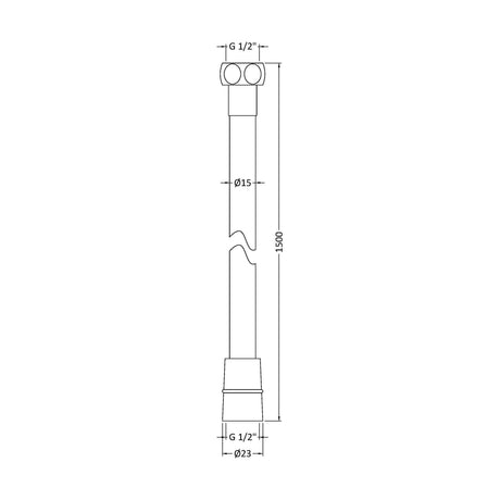 [BSSH321] 1.5M Smooth Silver Flex - Technical Drawing
