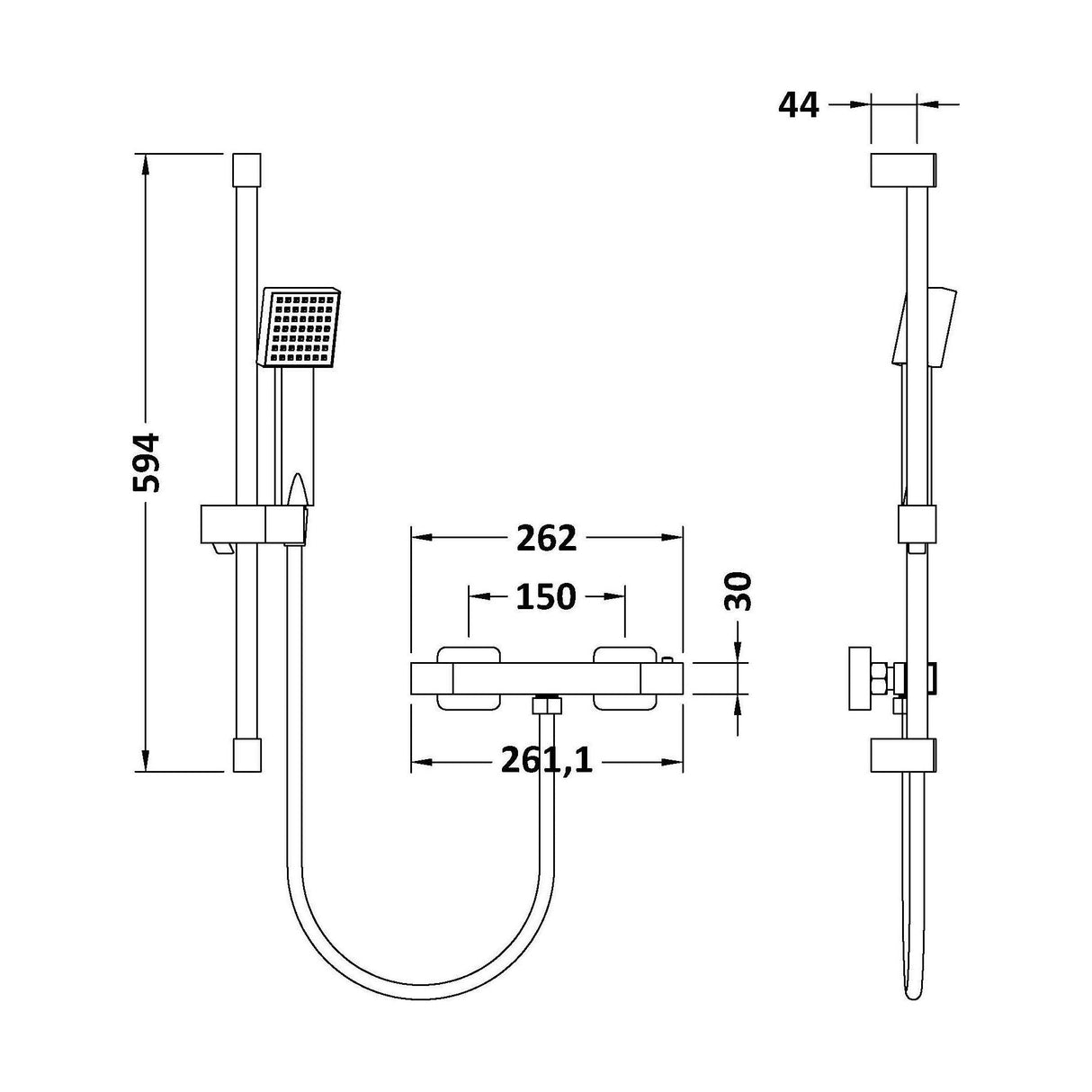 [BSSK427] Square Bar Valve w/ Slider Rail Kit - Technical Drawing