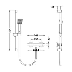 [BSSK827] Square Bar Valve w/ Slider Rail Kit - Technical Drawing