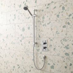 [BSSR040] Round Slide Rail Shower Kit with Multi Function Head & Adjustable Brackets - Chrome - Lifestyle 1