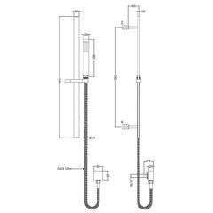 [BSSR15167] Rectangular Slider Rail Kit with Outlet Elbow, Choice of Finish - Technical Drawing