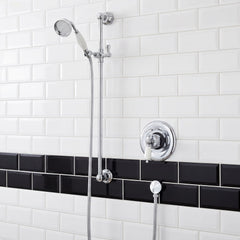 [BSSR211] Traditional Slide Rail Shower Kit with Outlet Elbow - Chrome/White - Lifestyle 1