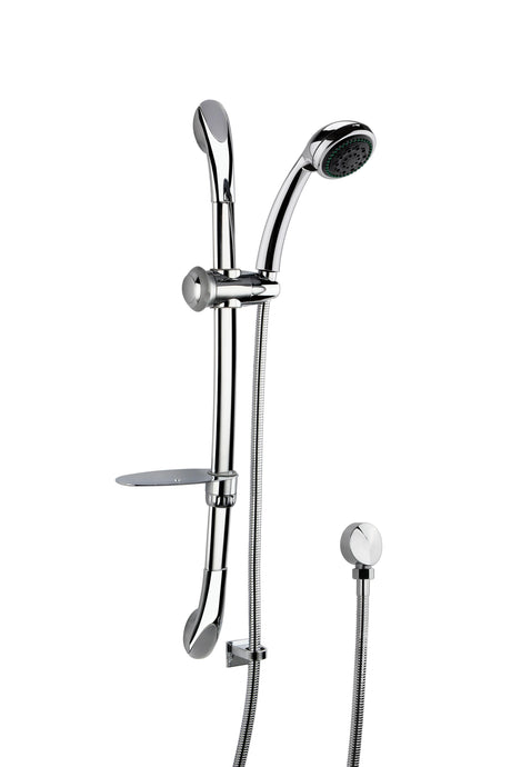 [BSSR273A] Round Luxury Slide Rail Shower Kit with Single Function Head & Outlet Elbow - Chrome - Cutout