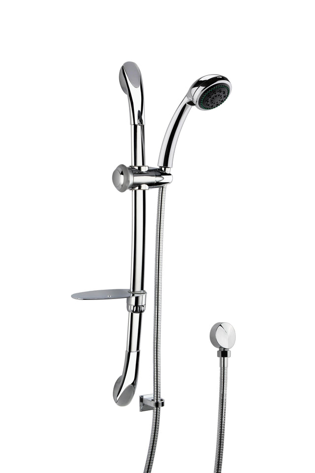 [BSSR273A] Round Luxury Slide Rail Shower Kit with Single Function Head & Outlet Elbow - Chrome - Cutout