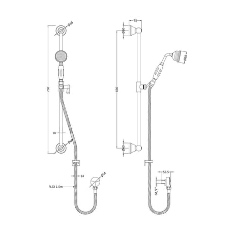 [BSSR8211] Traditional Slider Rail Kit - Technical Drawing