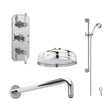 [BST57TR2] Balterley Traditional Triple Thermostatic Valve, Shower Arm, Fixed Shower Head And Slider Rail Kit, Chrome - Cutout