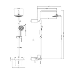 [BSTK1575] Round Thermostatic Bar Valve & Kit - Technical Drawing