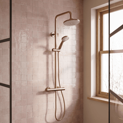 [BSTK1575] Consall Round Thermostatic Shower Kit with Fixed Head & Adjustable Handset - Multiple Colours Available - Lifestyle 1