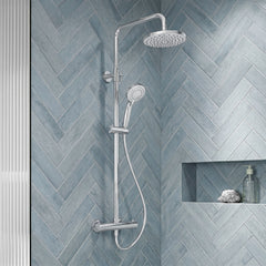 [BSTK375] Consall Round Thermostatic Shower Kit with Fixed Head & Adjustable Handset - Multiple Colours Available - Silo
