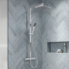 [BSTK386] Swinscoe Square Thermostatic Shower Kit with Fixed Head & Adjustable Handset - Multiple Colours Available - Silo