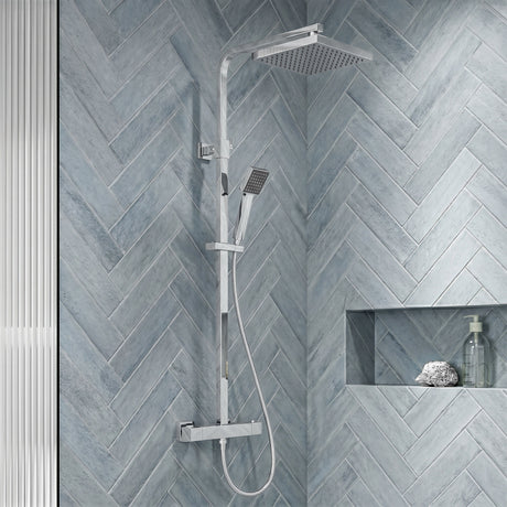[BSTK386] Swinscoe Square Thermostatic Shower Kit with Fixed Head & Adjustable Handset - Multiple Colours Available - Silo