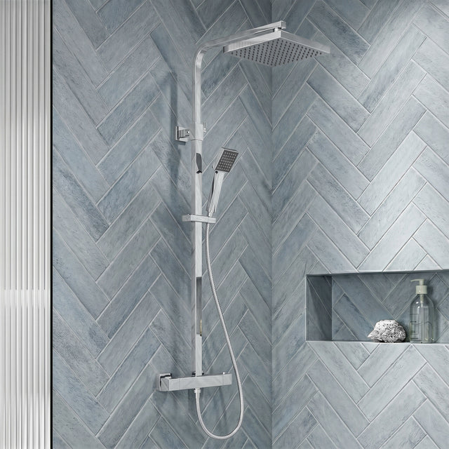 [BSTK386] Swinscoe Square Thermostatic Shower Kit with Fixed Head & Adjustable Handset - Multiple Colours Available - Silo