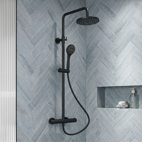 [BSTK475] Consall Round Thermostatic Shower Kit with Fixed Head & Adjustable Handset - Multiple Colours Available - Silo