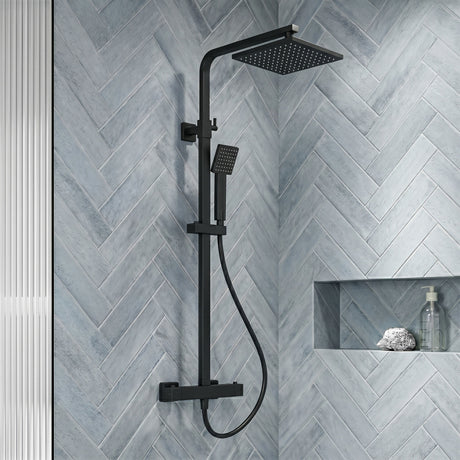 [BSTK486] Swinscoe Square Thermostatic Shower Kit with Fixed Head & Adjustable Handset - Multiple Colours Available - Silo
