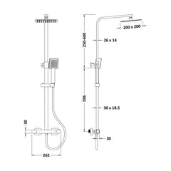 [BSTK488E] Bar Valve & Rigid Riser Kit - Square 30 - Technical Drawing