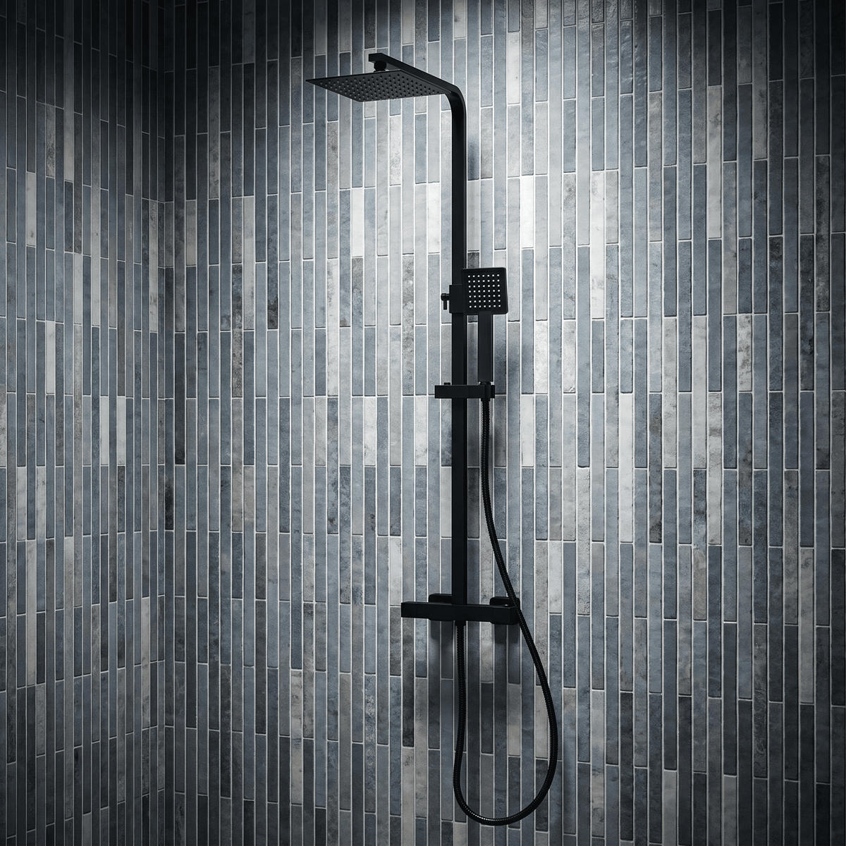 [BSTK488E] Bar Valve & Rigid Riser Shower Kit, Square 30 - Choice of Finish - Lifestyle 1