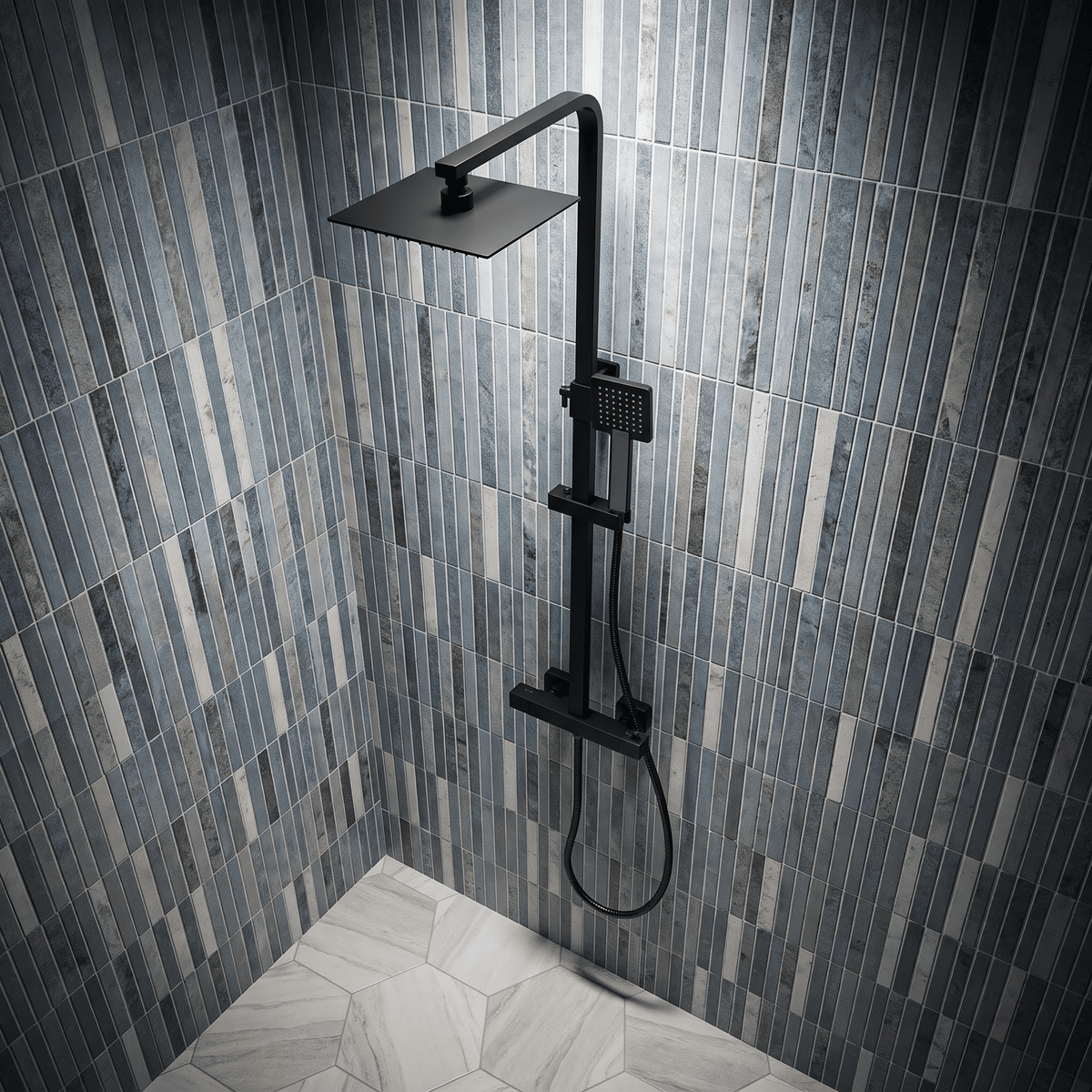 [BSTK488E] Bar Valve & Rigid Riser Shower Kit, Square 30 - Choice of Finish - Lifestyle 2