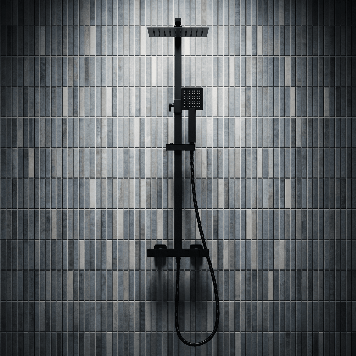 [BSTK488E] Bar Valve & Rigid Riser Shower Kit, Square 30 - Choice of Finish - Silo