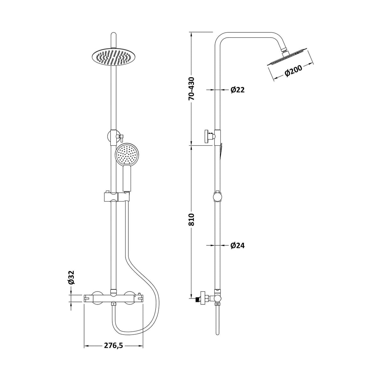 [BSTK495E] Bar Valve & Rigid Riser Kit - Round 32 - Technical Drawing